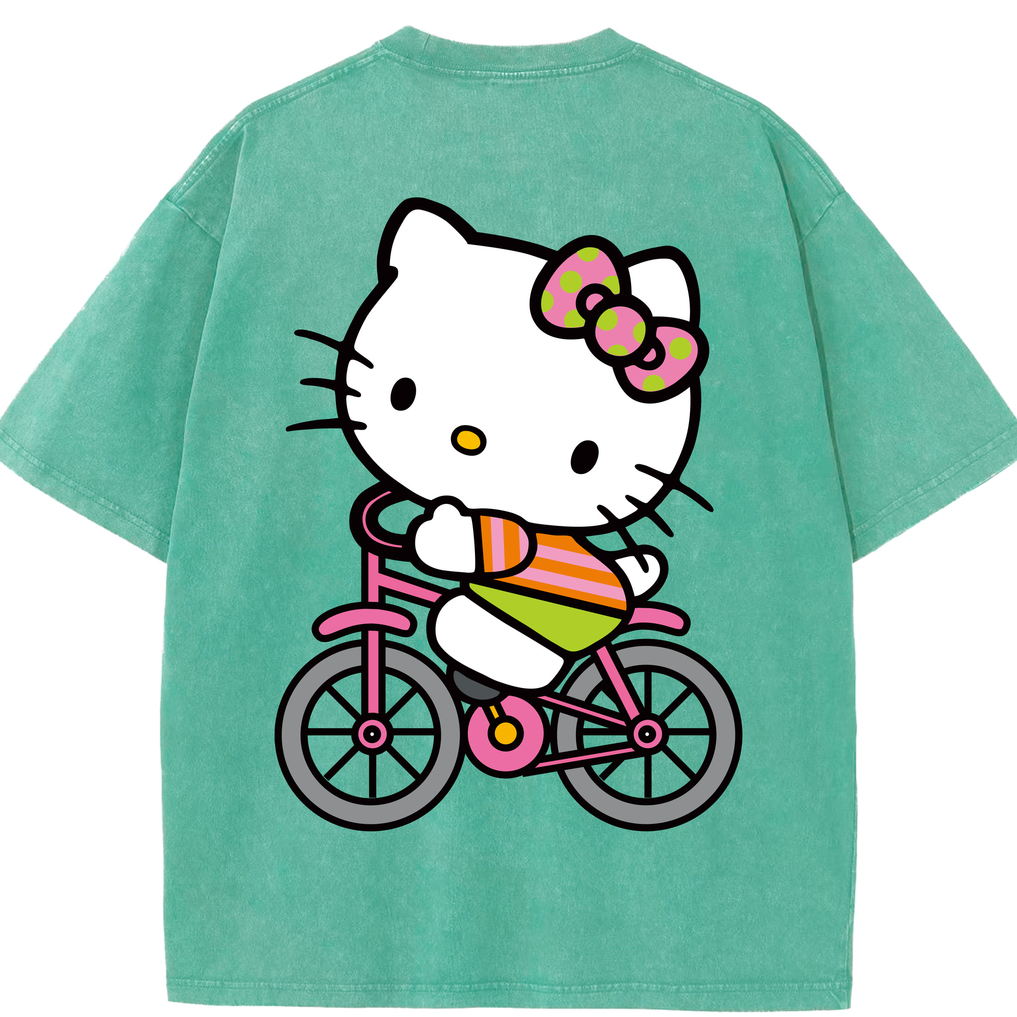 （画像用） Hello Kitty ハローキティ 綿100% ヴィンテージ風 半袖Tシャツ（背面プリント）